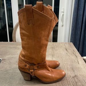 Frye “Taylor Harness” heeled leather boots